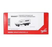 Herpa kit de modélisme MiniKit IFA G5 Camion Fourgon avec fenêtres 3 essieux, Blanc, Miniature à l’échelle 1:87, pièce de Collection, kit de modélisme, Plastique