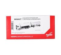 Herpa kit de modélisme MiniKit Man TGS TM Camion-citerne à Lait avec remorque, Blanc (1 pièce), Miniature à l’échelle 1:87, Objet de Collection, kit en Plastique