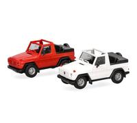herpa Kit de modélisme MiniKit Puch G-Classe (W460) Cabriolet, Miniature à l'échelle 1:87, pièce de Collection, kit de modélisme, Plastique, Couleur : Blanc/Rouge