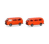 Herpa Kit de Montage MiniKit VW T3 Bus, Rouge/Orange Vif, 2 pièces, Miniature à l’échelle 1:87, pièce de Collection, kit de modélisme, Plastique