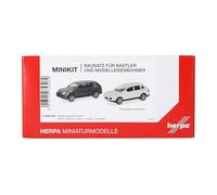 Herpa Kit de Montage MiniKits Porsche Cayenne Turbo, British Racing Green/Blanc Sable, Miniature à l’échelle 1:87, pièce de Collection, kit de modélisme, Plastique