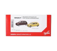 Herpa Kit de Montage MiniKits Renault Clio 16V, Jaune/Rouge Etrusque, Miniature à l’échelle 1:87, pièce de Collection, kit de modélisme, Plastique