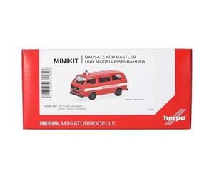 Herpa Kit de Montage MiniKits VW T3 Bus Feuerwehr, Miniature à l’échelle 1:87, pièce de Collection, kit de modélisme, Plastique