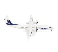 Herpa Maquette Avion LOT Polish Airlines Bombardier Q400, echelle 1/200, Model, pièce de Collection, d'avion avec Support, Figurine Metal
