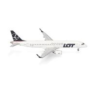 Herpa Maquette avion Embraer E190 LOT Polish Airlines échelle 1/200, figurine plastique avec support