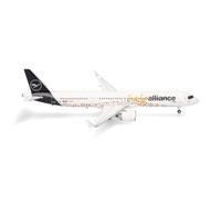 Herpa Maquette Avion Lufthansa Airbus A321neo Help Alliance, echelle 1/200, Model, pièce de Collection, d'avion avec Support, Figurine Plastique