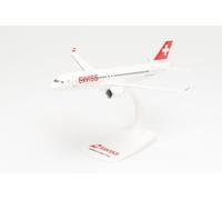 herHerpa Maquette Avion Swiss International Air Lines Airbus A220-300 - HB-JCQ, echelle 1/200, Snap-fit Model, pièce de Collection, d'avion avec Support, Figurine Plastique