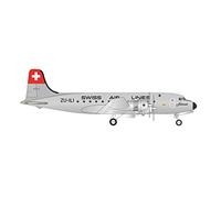 herpa Maquette Avion Swissair Douglas DC-4 - ZU-ILI, echelle 1/200, Model, pièce de Collection, d'avion avec Support, Figurine Metal