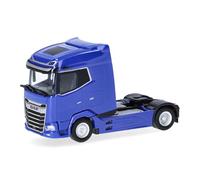 Herpa Maquette Camion DAF XG Facelift Tracteur 2 essieux, Bleu, avec Grue de Chargement et stabilisateur arrière, echelle 1/87, Made in Germany, pièce de Collection, Figurine Plastique