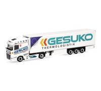 Herpa Maquette camion DAF XG – Semi-remorque frigorifique GESUKO, grue et stabilisateur, 1/87