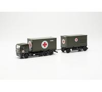 Herpa Maquette Camion Man TGA L Tracteur Porte-conteneurs Bundeswehr/SAN, échelle 1/87, Model Allemand, pièce de Collection, Figurine Plastique