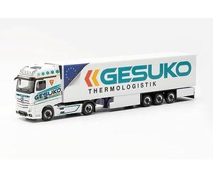 herpa Maquette Camion Mercedes-Benz Actros Gigaspace '18 Semi-remorque frigorifique GESUKO, échelle 1/87, Model Allemand, pièce de Collection, Figurine Plastique