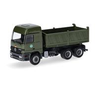 herpa Maquette Camion Mercedes-Benz Actros L 96 Benne de Chantier Bundeswehr/Intervention à l'étranger, échelle 1/87, Model Allemand, pièce de Collection, Figurine Plastique
