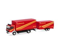 Herpa Maquette Camion Mercedes-Benz Atego 13 avec remorque bâchée, 1/87 | Camion miniature pour collectionneurs et amateurs de miniatures, dès 14 ans, plastique, fabriqué en Allemagne