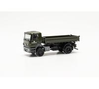 Herpa Maquette Camion Mercedes-Benz Axor 3-bennes latérales Bundeswehr, échelle 1/87, Model Allemand, pièce de Collection, Figurine Plastique