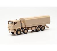 herpa Maquette Camion Plateau protégé Iveco Trakker 8x8, échelle 1/87, Model Allemand, pièce de Collection, Figurine Plastique