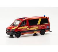 herpa Maquette Voiture Mercedes-Benz Sprinter '18 Bus à Toit Plat Direction des incendies de Stuttgart, echelle 1/87, Model Allemand, pièce de Collection, Figurine Plastique