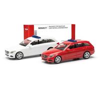 Herpa 013284-003 H0 Modèle réduit de voiture particulière Mercedes Benz Combiné classe C avec barre d'avertissement, rouge et