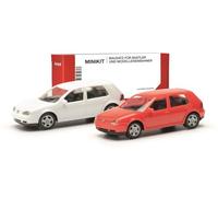 Herpa 013956 H0 Modèle réduit de voiture particulière Volkswagen Golf IV 4 portes, rouge et blanc