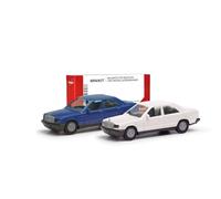 Herpa MiniKit Mercedes-Benz 190E Lot de 2 MiniKit Bleu/Blanc Classique, Miniature à l'échelle 1:87, Collector Kit pour modélisme, Plastique