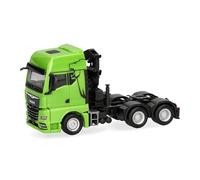 Herpa modèle Camion Man TGX GX Tracteur Routier avec Grue 3 essieux, Vert, Miniature à l’échelle 1:87, pièce de Collection, Made in Germany, Plastique