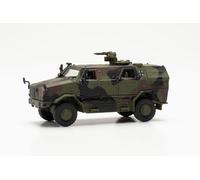 herpa Modèle Militaire véhicule de Transport Tout-Protection (ATF) Dingo avec KMW 1530, décoré, Miniature à l'échelle 1:87, Objet de Collection, fabriqué en Allemagne, Plastique, Vert