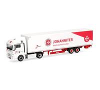 herpa Modèle Miniature de Camion Man TGX XLX Euro6c Camion Semi-remorque à Caisse Wandt/Johanniter Weihnachtstruck, Échelle 1:87, Objet de Collection, fabriqué en Allemagne, Plastique