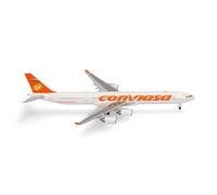 Herpa Modèle réduit Avion Conviasa Airbus A340-600, Miniature à l’échelle 1:500, pièce de Collection, modèle d’Avion sans Socle, métal