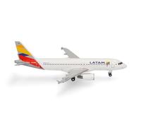 Herpa modèle réduit Avion LATAM Airlines Chile Airbus A320 - livrée Drapeau de la Colombie, Miniature à l’échelle 1:500, pièce de Collection, modèle d’Avion sans Socle, métal