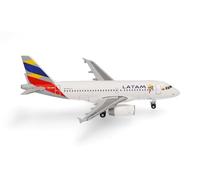 Herpa modèle réduit Avion LATAM Airlines Ecuador Airbus A319 - livrée Drapeau de l’Équateur, Miniature à l’échelle 1:500, pièce de Collection, modèle d’Avion sans Socle, métal