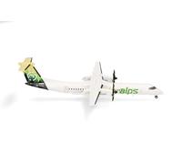 herpa Modèle réduit Avion Sky Alps Bombardier Q400, Miniature à l'échelle 1:200, pièce de Collection, modèle sans Socle, métal