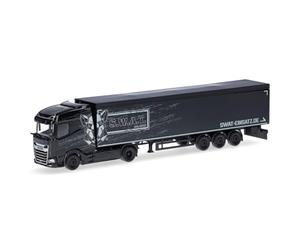 Herpa modèle réduit Camion DAF XG Semi-remorque à Fond mouvant S.W.A.T. (Thuringe/Rodeberg - Struth), Miniature à l'échelle 1:87, pièce de Collection, fabriqué en Allemagne, Plastique