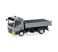 Herpa Modèle réduit Camion Man TGL CC Benne 3 côtés Gris/Jaune, Miniature à l’échelle 1:87, pièce de Collection, Made in Germany, Plastique