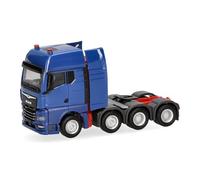 Herpa modèle réduit Camion Man TGX GX Tracteur Poids Lourd 4 essieux, Bleu Gentiane, Miniature à l’échelle 1:87, pièce de Collection, Made in Germany, Plastique