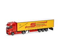 Herpa Modèle réduit Camion Mercedes-Benz Actros Gigaspace Semi-remorque bâchée Spedition Schiffers, Miniature à l’échelle 1:87, pièce de Collection, Made in Germany, Plastique