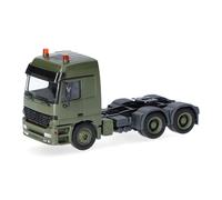 Herpa modèle réduit Camion Mercedes-Benz Actros L (96) MP1 Tracteur 3 essieux (6x4), Vert Olive (Belgique), Militaire, Miniature à l’échelle 1:87, pièce de Collection, Made in Germany, Plastique