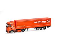 Herpa modèle réduit Camion Mercedes-Benz eActros 600 ProCabin Bigspace Semi-remorque bâchée « Gebrüder Weiss » (Autriche), Miniature à l’échelle 1:87, pièce de Collection, Made in Germany, Plastique