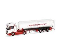 Herpa modèle réduit Camion Scania CR 20 HD Semi-remorque silo Aspirant « Crone Handel und Transport », Miniature à l’échelle 1:87, pièce de Collection, Made in Germany, Plastique