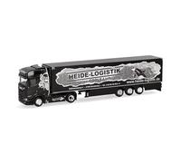 Herpa Modèle réduit Camion Scania CS 20 HD Semi-remorque frigorifique Heide Logistik, Miniature à l’échelle 1:87, pièce de Collection, Made in Germany, Plastique