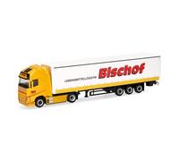 Herpa Modèle réduit Camion Volvo FH GL XL électrique Semi-remorque bâchée à ridelles Bischof, Miniature à l’échelle 1:87, pièce de Collection, Made in Germany, Plastique