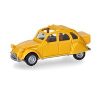 herpa modèle réduit Citroën 2CV avec Queue, Jaune Mimosa, Miniature à l’échelle 1:87, pièce de Collection, Made in Germany, modèle en Plastique