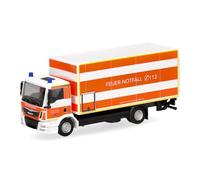 Herpa Modèle réduit H0 MAN TGM Camion-valise Pompiers Düsseldorf, hayon élévateur