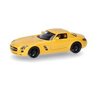 Herpa Modèle réduit Voiture Mercedes-Benz SLS AMG, Solar Beam, Miniature à l’échelle 1:87, pièce de Collection, Made in Germany, modèle en Plastique