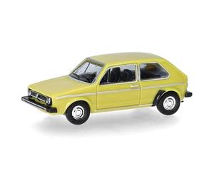 Herpa Modèle réduit Voiture VW Golf I, Jaune Brillant (échelle TT), Miniature à l’échelle 1:120, pièce de Collection, Made in Germany, modèle en Plastique