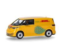 Herpa Modèle réduit Voiture VW ID. Buzz Cargo DHL, Miniature à l’échelle 1:87, pièce de Collection, Made in Germany, modèle en Plastique