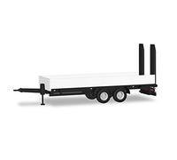 herpa Remorque Tandem à Chargement Bas avec rampes d'accès, Blanche, 076913, Blanc