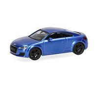 herpa Voiture Miniature Audi TT Coupé, Miniature à l'échelle 1:87, pièce de Collection, Made in Germany, modèle en Plastique, Couleur : Bleu Arabe/Effet Cristal