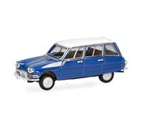 herpa Voiture Miniature Citroën AMI 6 Break, Bleu Gentiane/Toit Blanc, Miniature à l’échelle 1:87, Objet de Collection, Made in Germany, modèle en Plastique