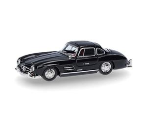 herpa Voiture Miniature Mercedes-Benz 300 SL Gullwing, échelle 1:87, pièce de Collection, fabriqué en Allemagne, modèle en Plastique, Couleur : Noir