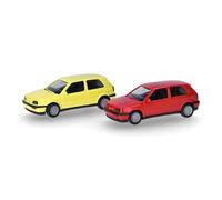 Herpa Volkswagen Golf III VR6 Lot de 2 Miniatures à l'échelle 1/87 à Collectionner en Plastique Rouge Flash/Jaune soufre